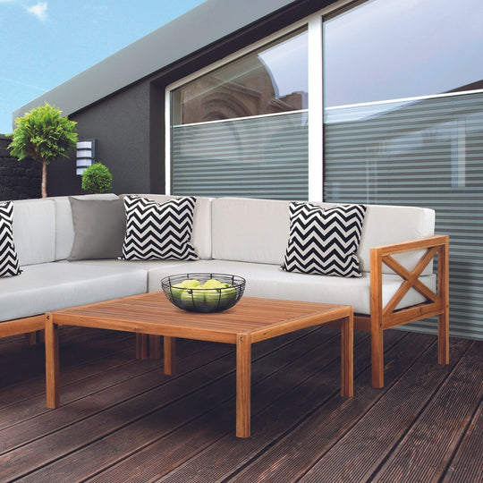 Hardwood Outdoor Corner L-Shaped Sofa & Table Set