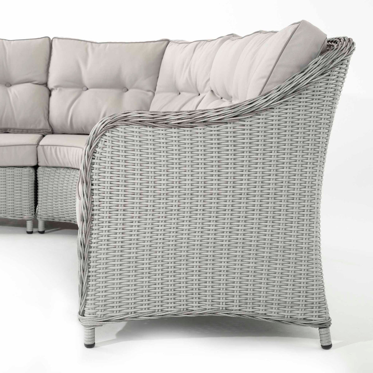 Hazel | Corner Sofa with Rising Table and 2 Benches in Grey Rattan