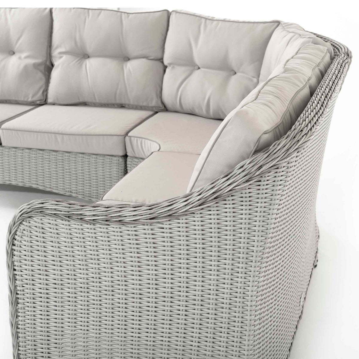 Hazel | Corner Sofa with Rising Table and 2 Benches in Grey Rattan