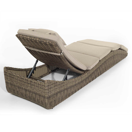 Hazel | Set of 2 Sun Loungers with Side Table in Brown Rattan
