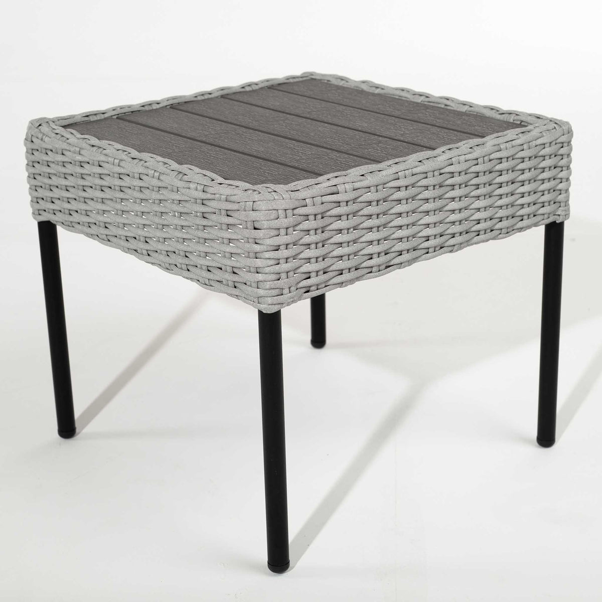 Hazel | Set of 2 Sun Loungers with Side Table in Grey Rattan