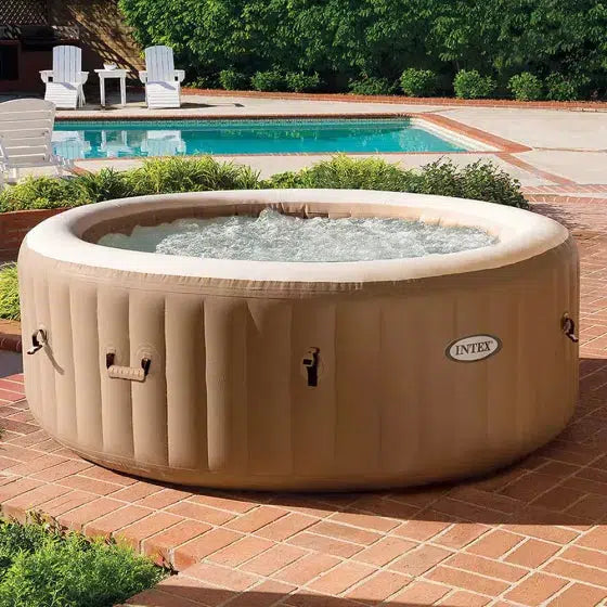 Intex PureSpa 4 Person Bubble Massage Inflatable Hot Tub - Sahara Tan