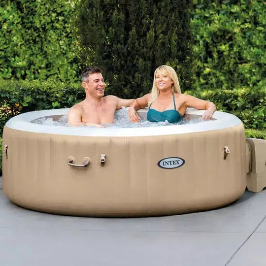 Intex PureSpa 4 Person Bubble Massage Inflatable Hot Tub - Sahara Tan
