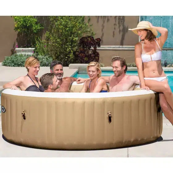 Intex PureSpa 6 Person Bubble Massage Inflatable Hot Tub - Sahara Tan