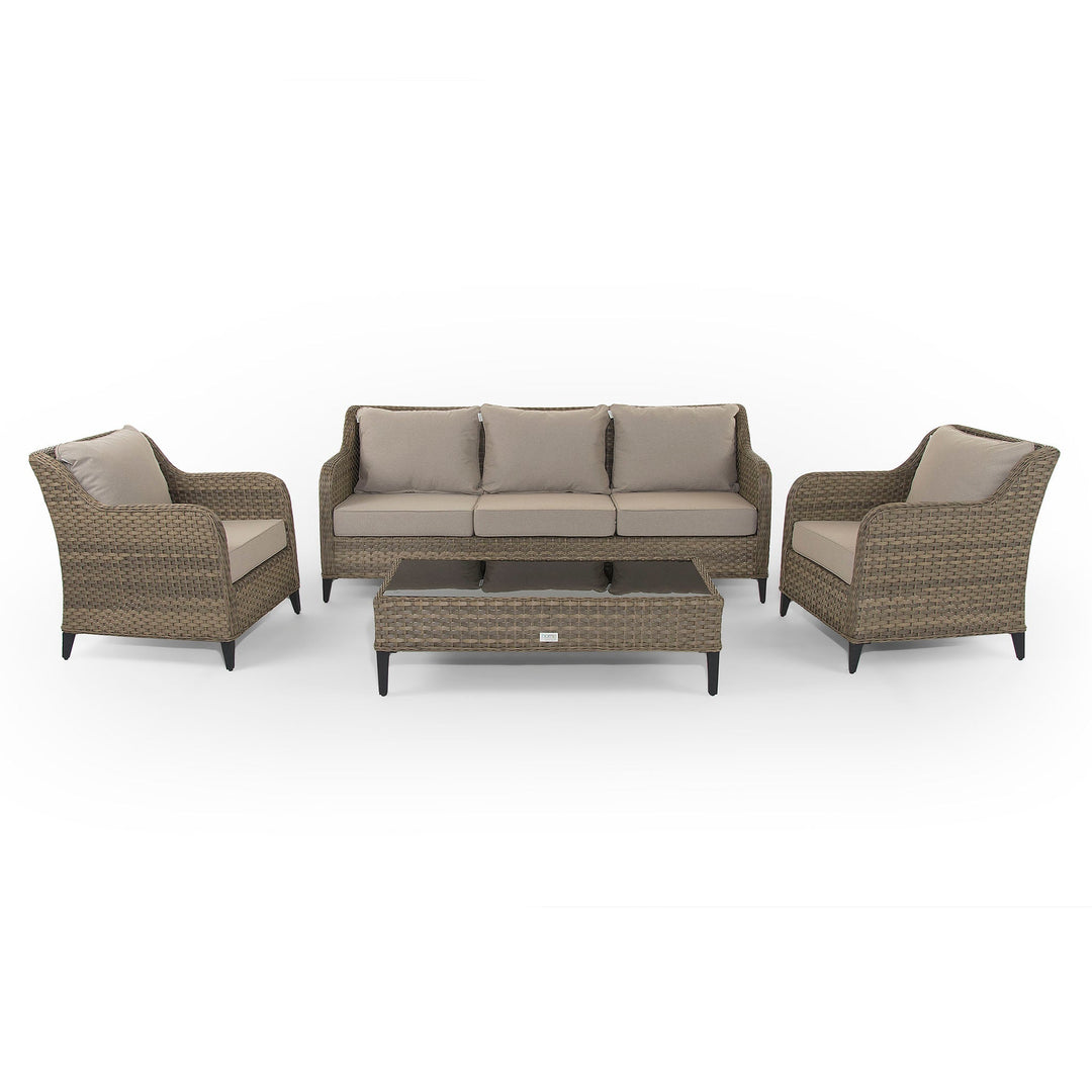Isla | 3 Seater Sofa with 2 Armchairs and Coffee Table in Brown Rattan