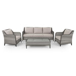 Isla | 3 Seater Sofa with 2 Armchairs and Coffee Table in Grey Rattan