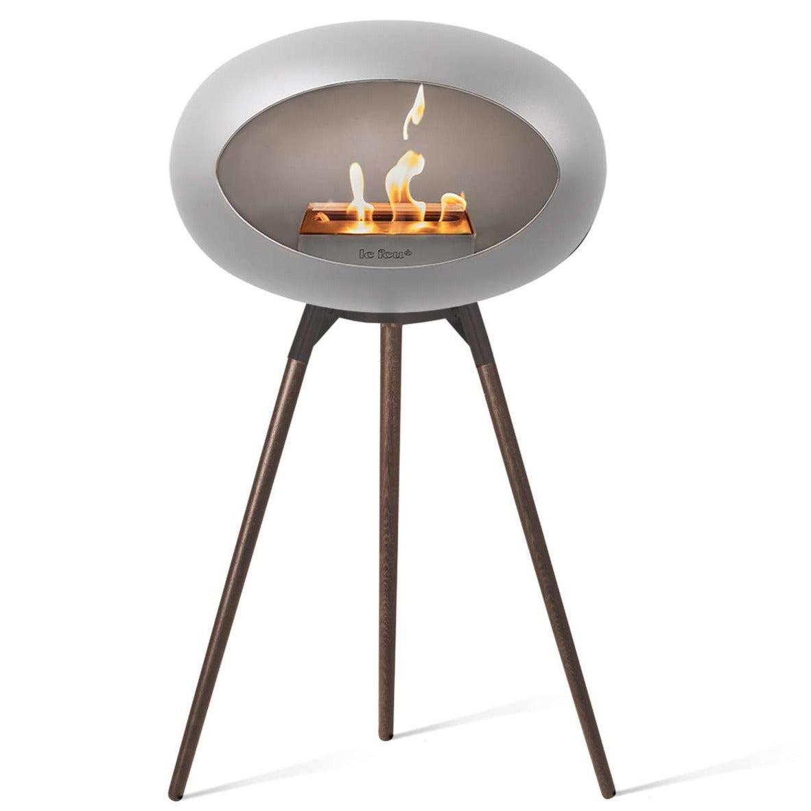 Le Feu GROUND WOOD HIGH Bio Ethanol Fireplace in NEW Nickel colour