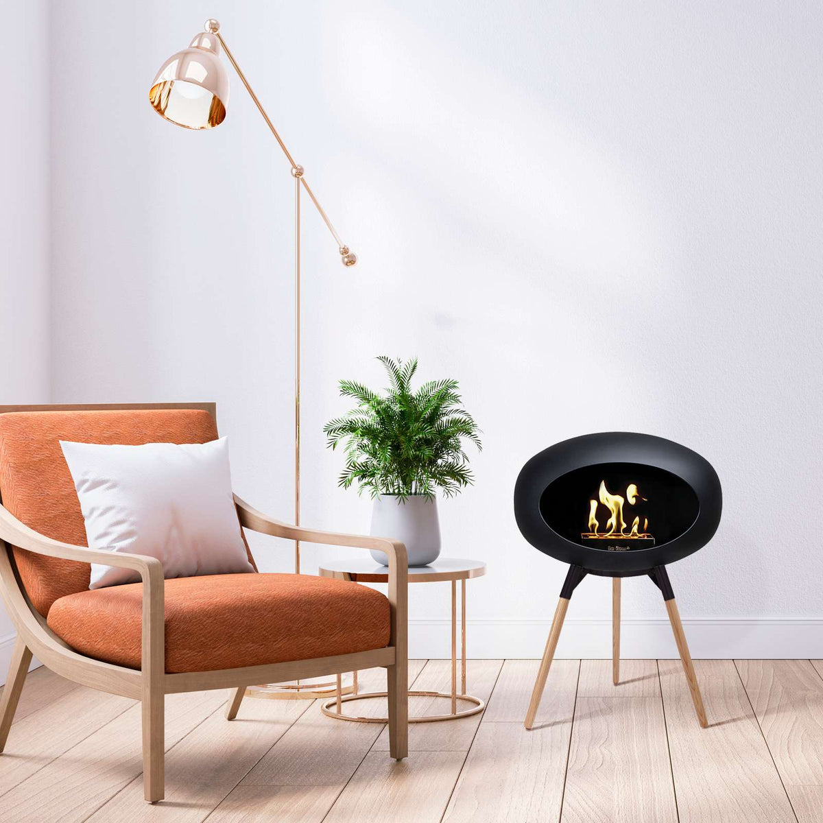 Le Feu Ground Low Bio Fireplace in Black