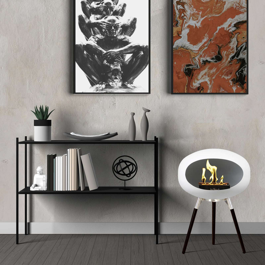 Le Feu Ground Low Bio Fireplace in White