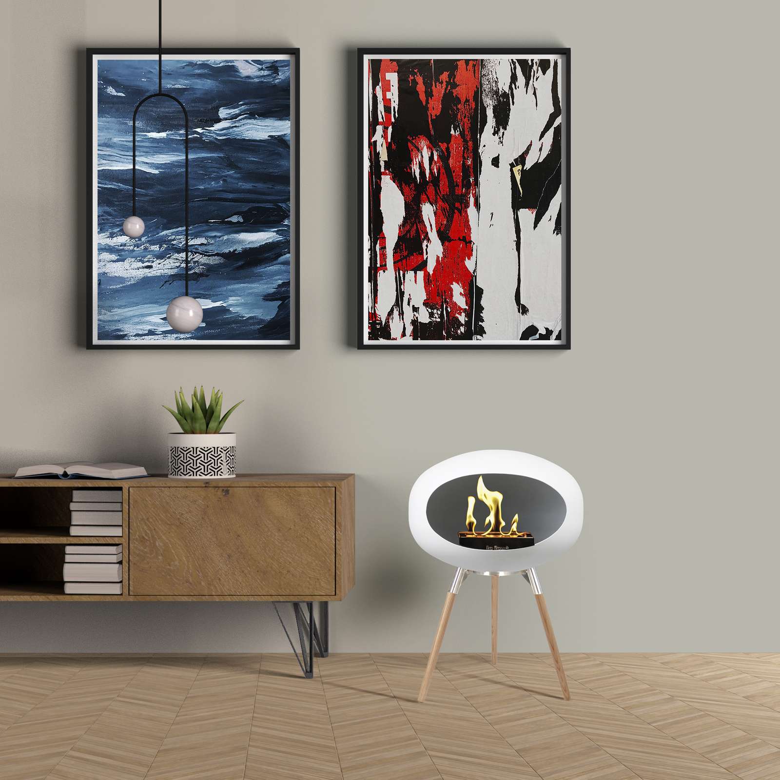 Le Feu Ground Low Bio Fireplace in White