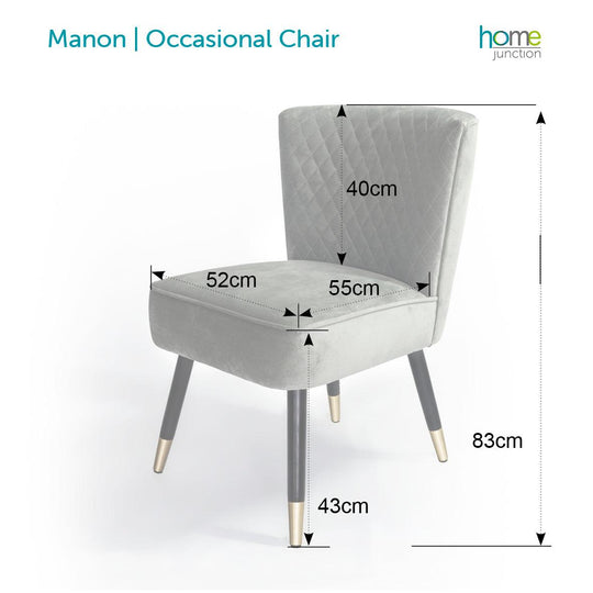Manon | Occasional Chair in Soft Grey Velvet