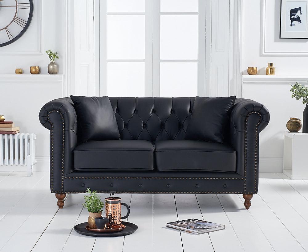 Mark Harris Montrose Black Leather 2-Seater Sofa