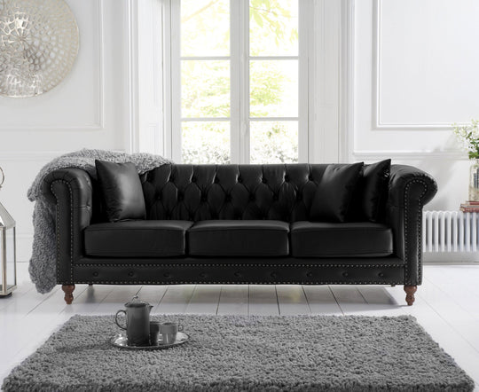 Mark Harris Montrose Black Leather 3-Seater Sofa