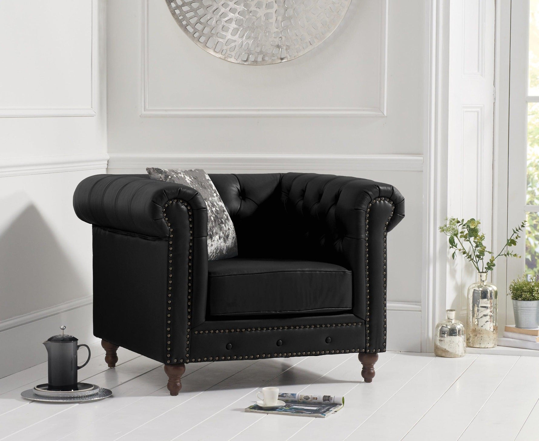 Mark Harris Montrose Black Leather Armchair