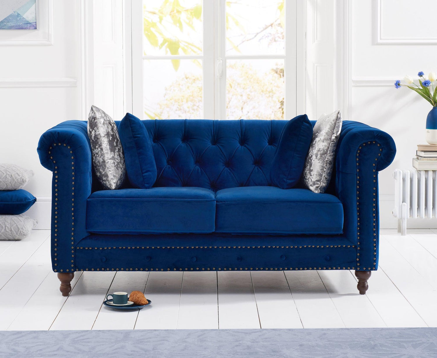 Mark Harris Montrose Blue Plush 2-Seater Sofa