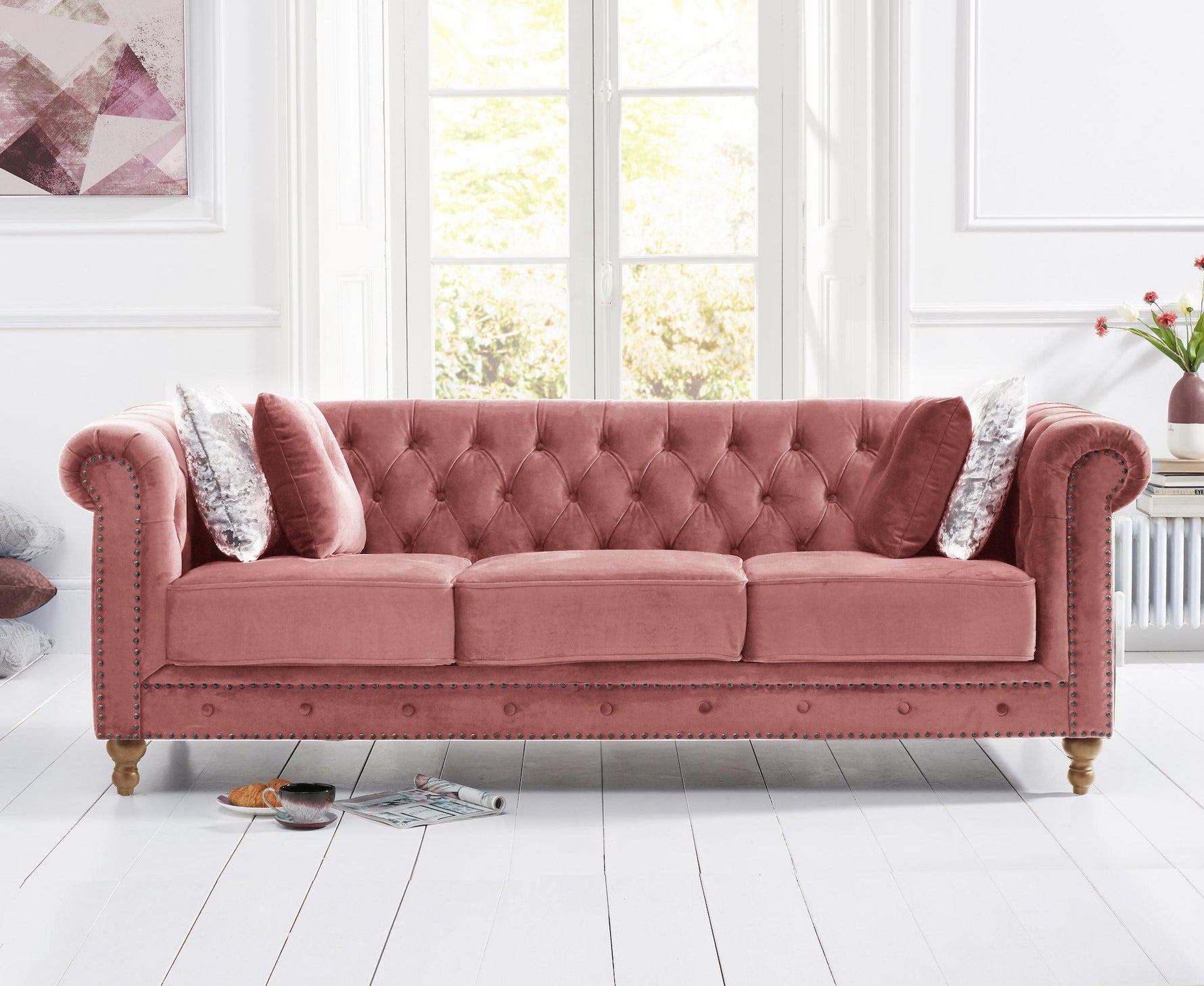 Mark Harris Montrose Blush Plush 3-Seater Sofa