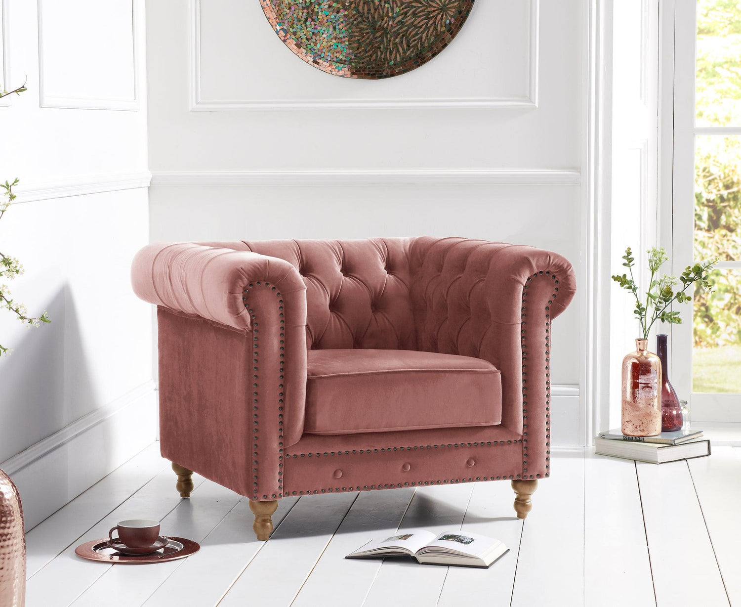 Mark Harris Montrose Blush Plush Armchair