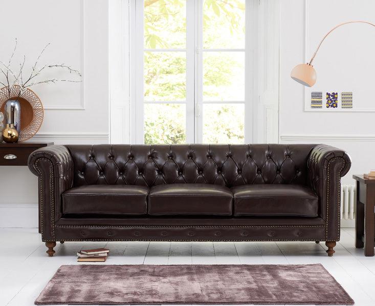 Mark Harris Montrose Brown Leather 3-Seater Sofa