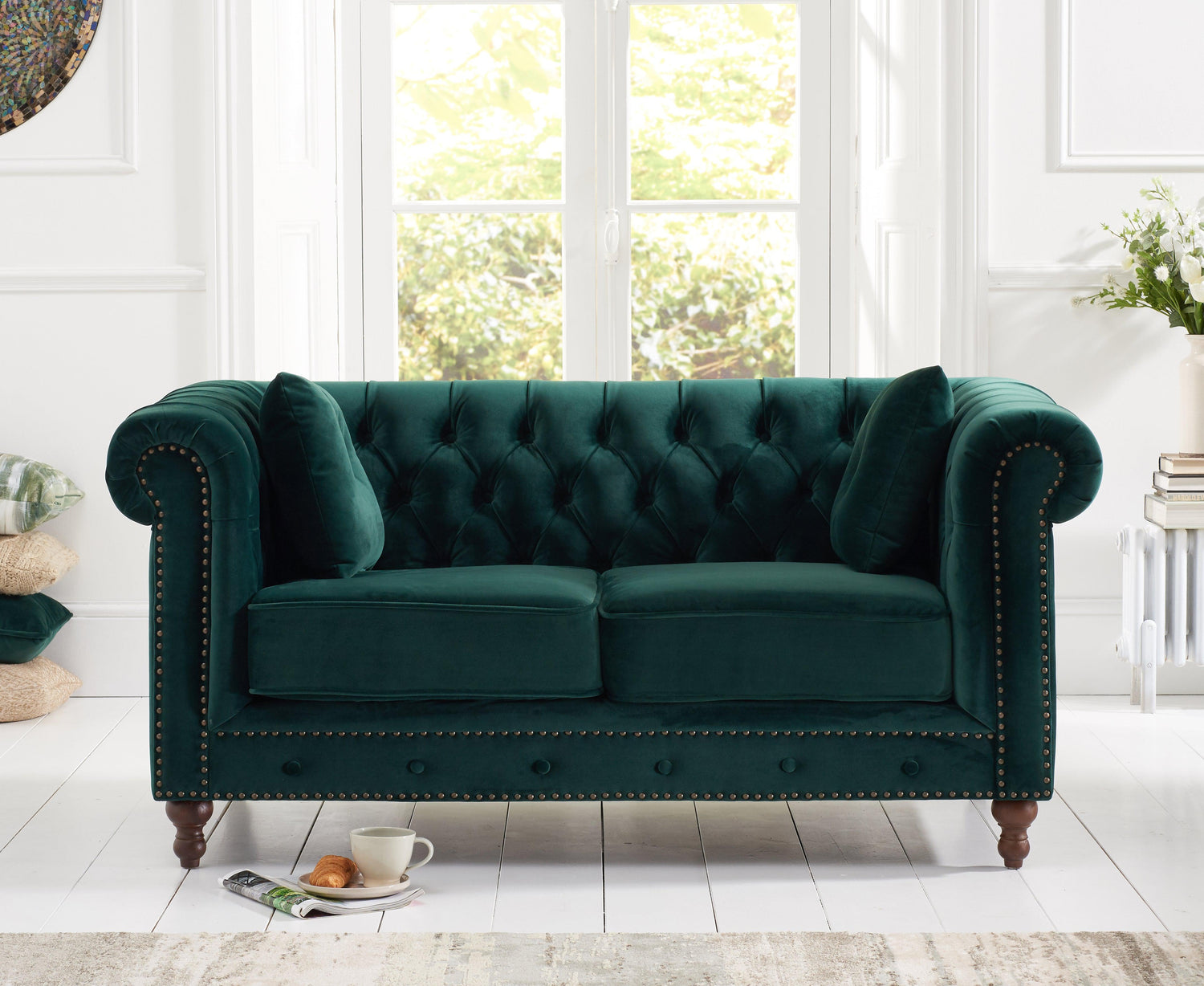 Mark Harris Montrose Green Plush 2-Seater Sofa