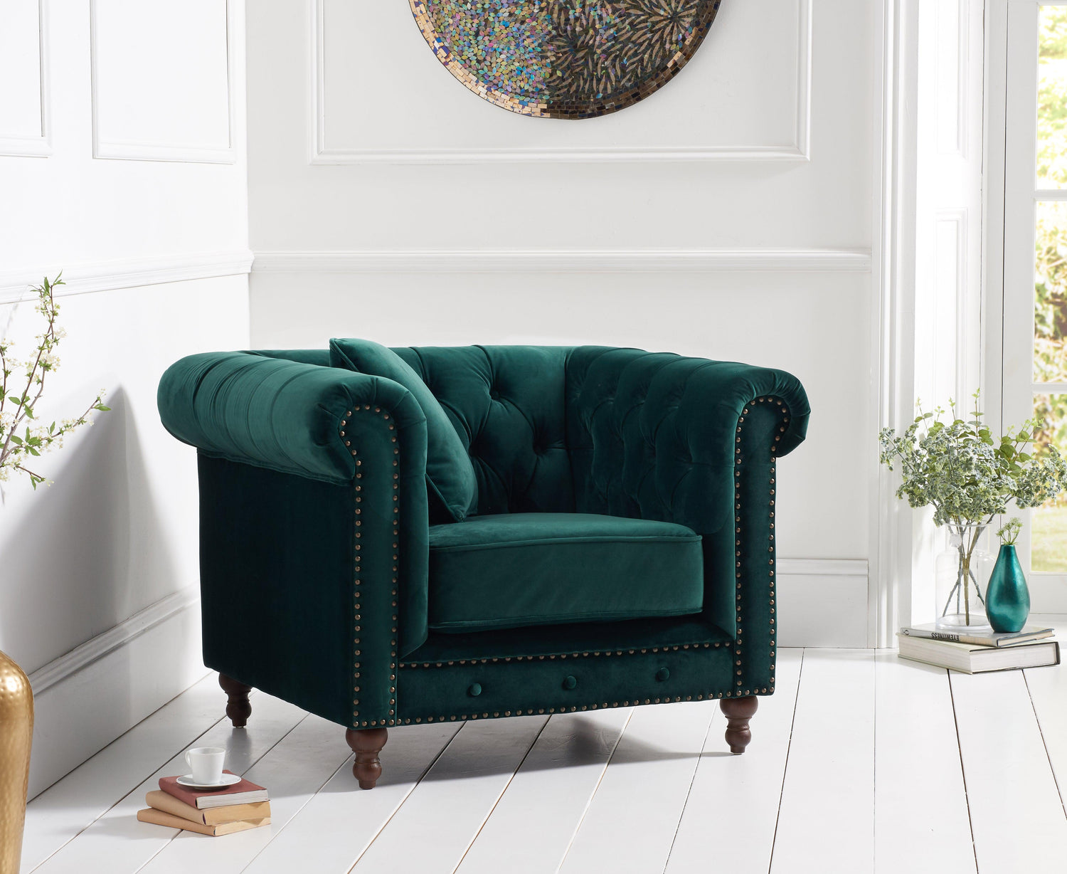 Mark Harris Montrose Green Plush Armchair