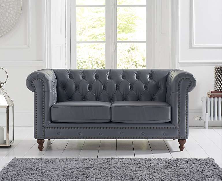 Mark Harris Montrose Grey Leather 2-Seater Sofa