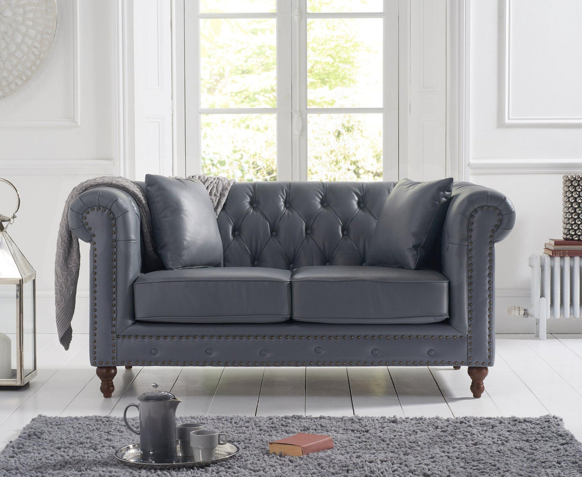 Mark Harris Montrose Grey Leather 2-Seater Sofa