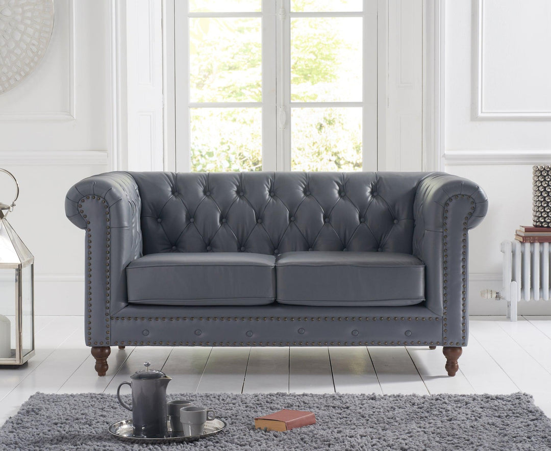 Mark Harris Montrose Grey Leather 2-Seater Sofa