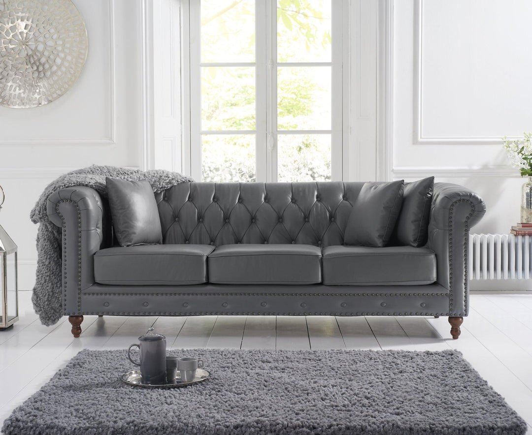 Mark Harris Montrose Grey Leather 3-Seater Sofa