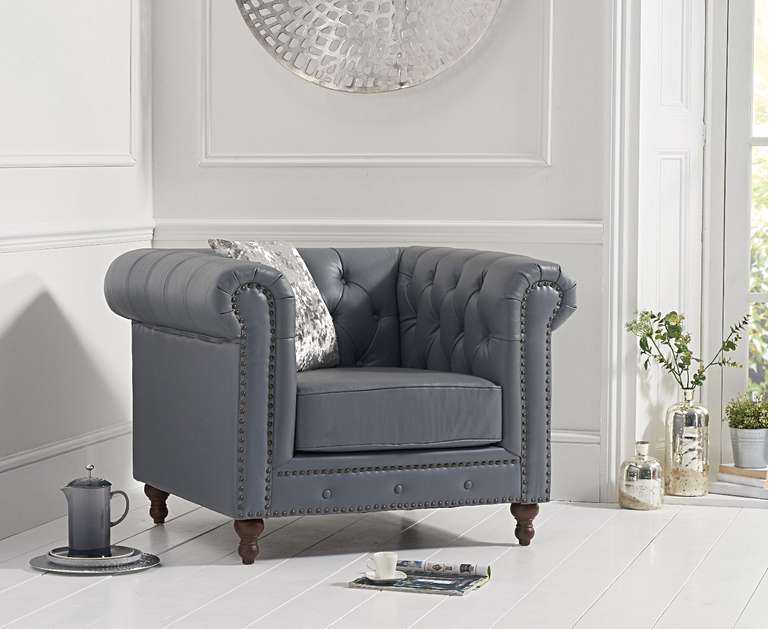 Mark Harris Montrose Grey Leather Armchair