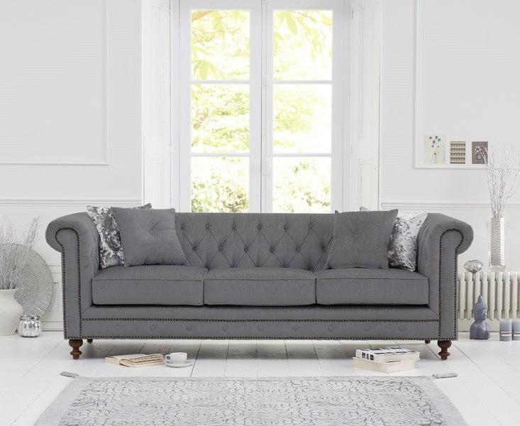 Mark Harris Montrose Grey Linen Fabric 3-seater Sofa