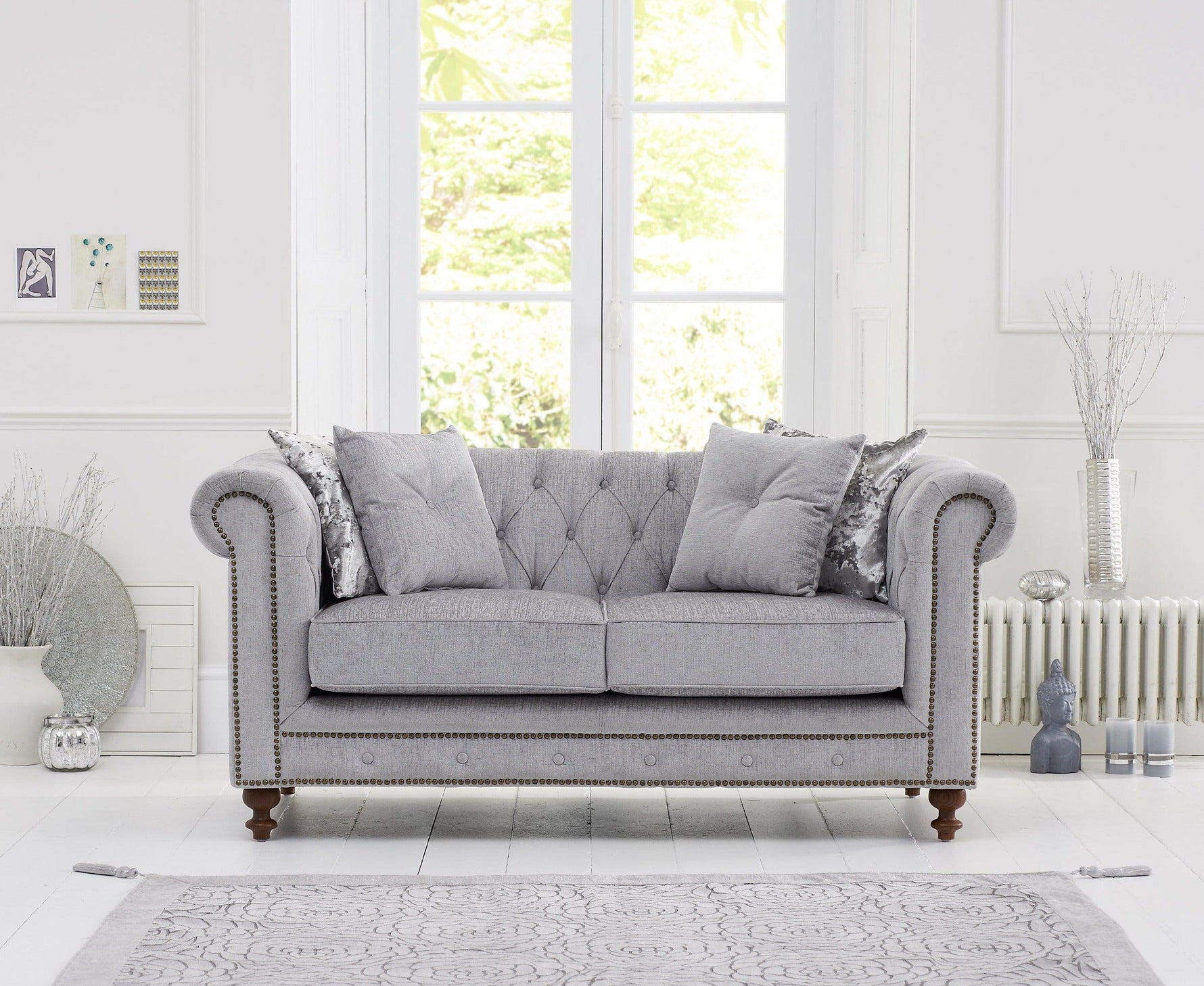 Mark Harris Montrose Grey Plush Fabric 2-seater Sofa