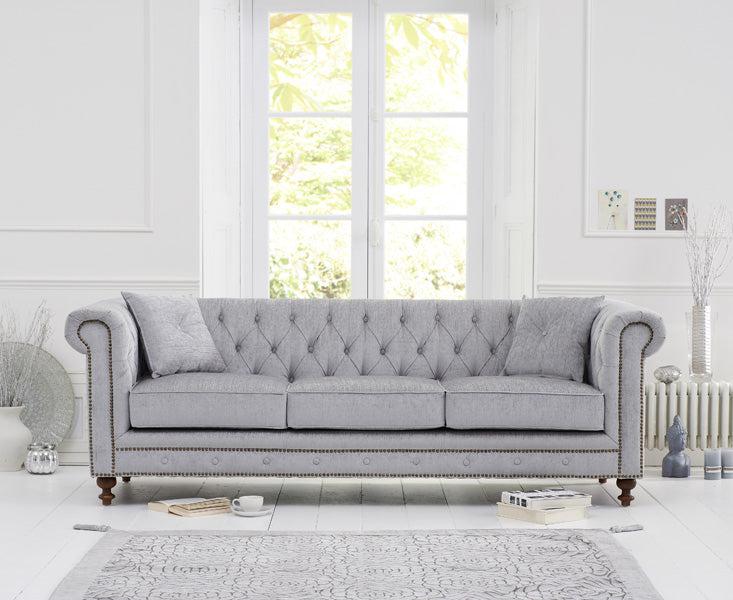 Mark Harris Montrose Grey Plush Fabric 3-Seater Sofa