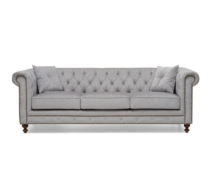 Mark Harris Montrose Grey Plush Fabric 3-Seater Sofa