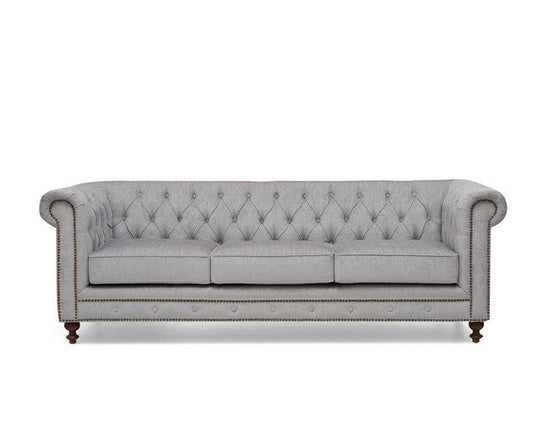 Mark Harris Montrose Grey Plush Fabric 3-Seater Sofa