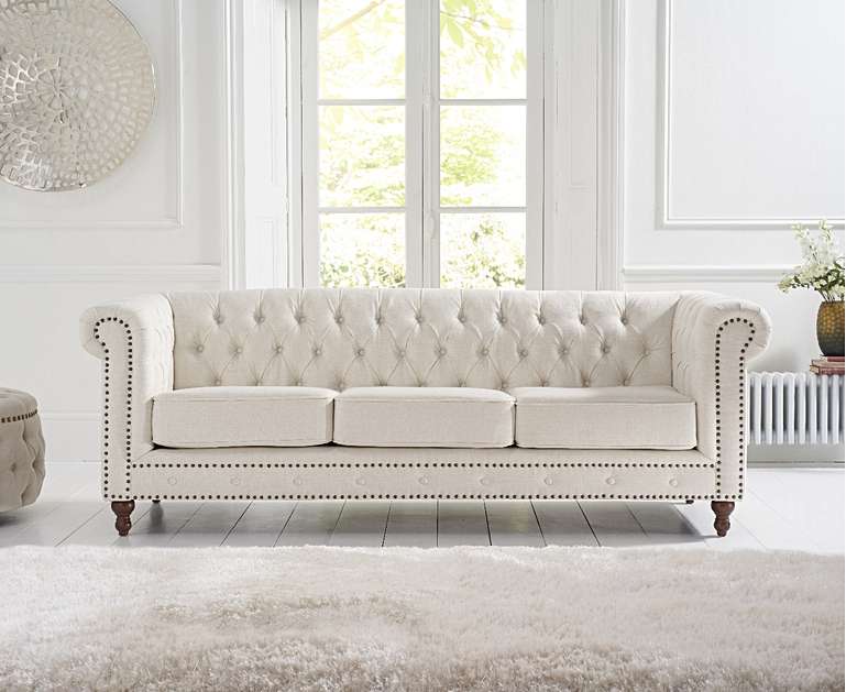 Mark Harris Montrose Ivory Linen 3-seater Sofa