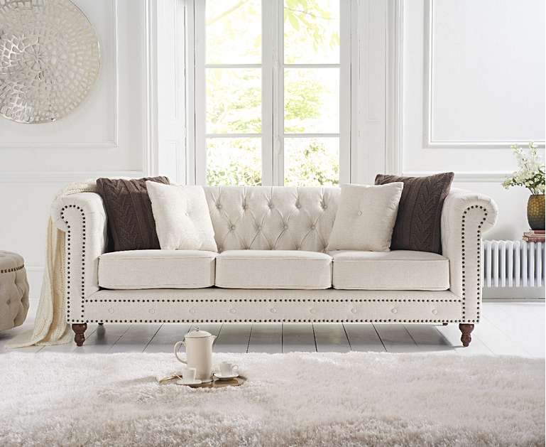 Mark Harris Montrose Ivory Linen 3-seater Sofa