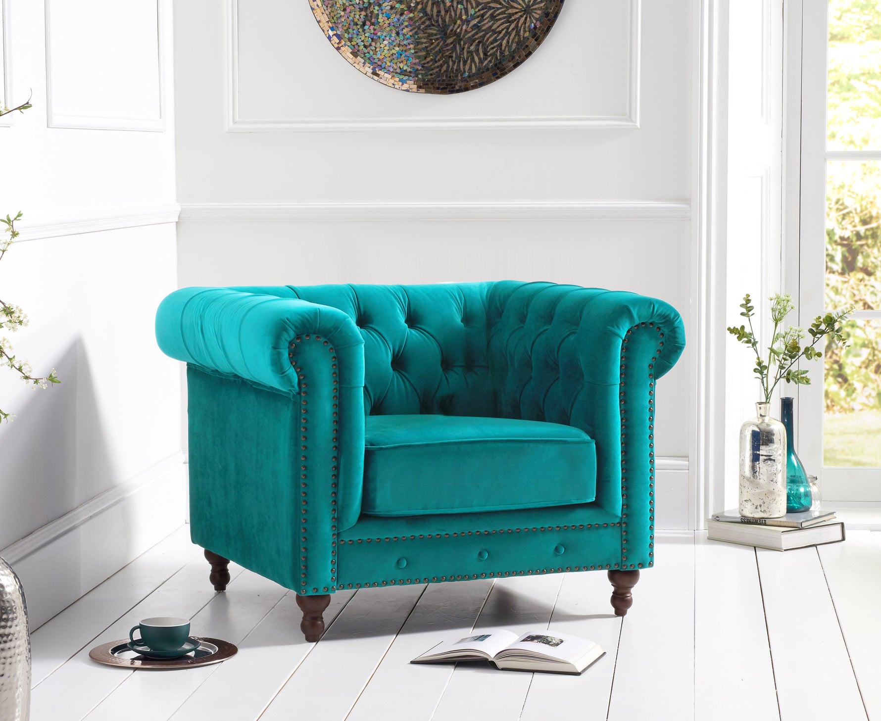 Mark Harris Montrose Teal Plush Armchair