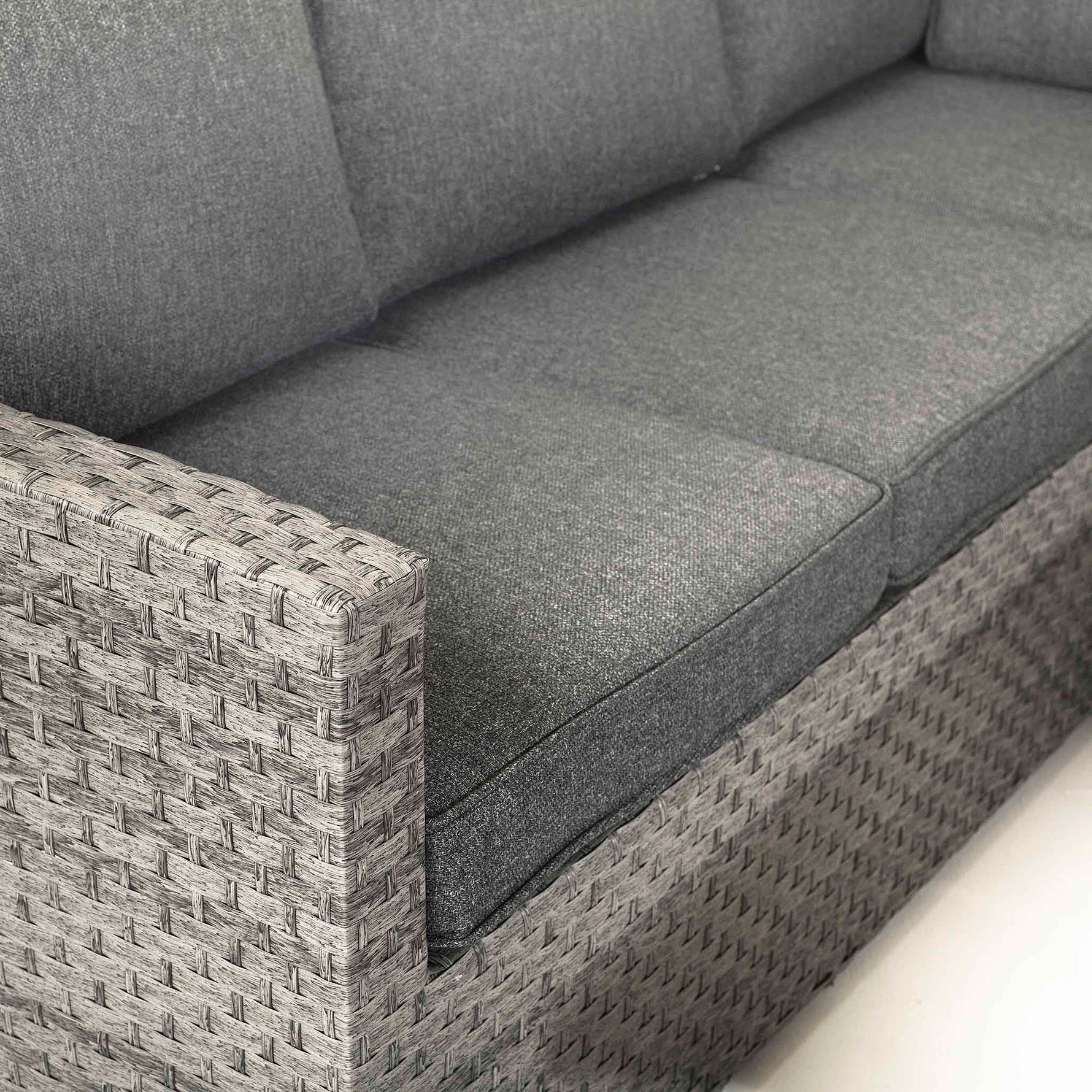 Melody | Corner Sofa with Rising Table and 3 Stools in Grey Rattan