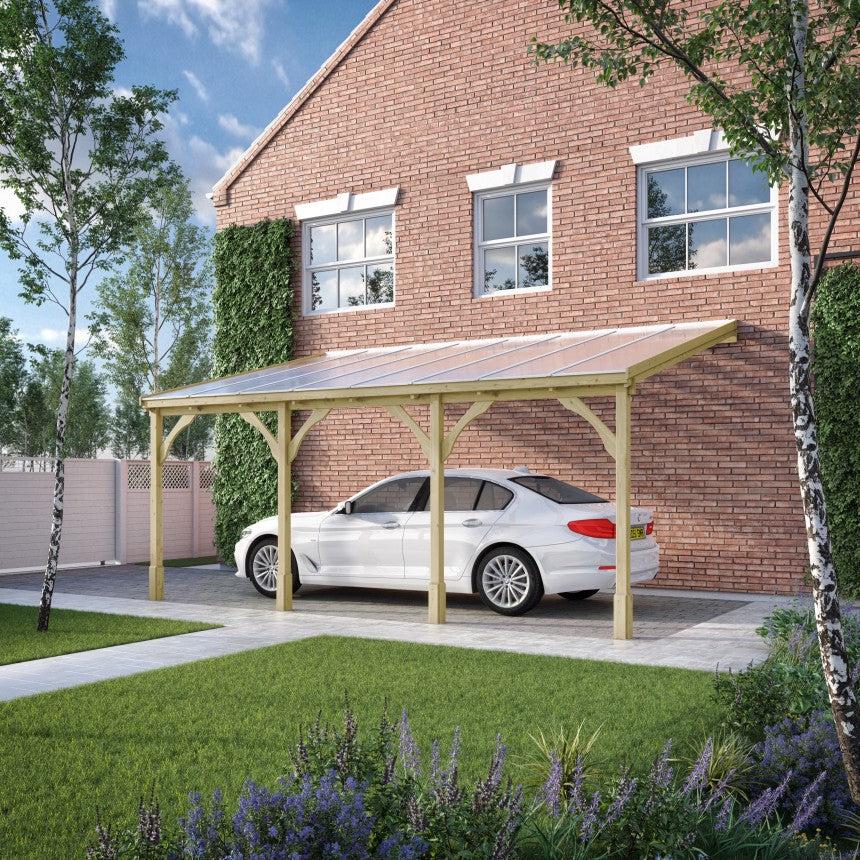 Polycarbonate Roof Lean-To Carport Gazebo Complete DIY Kit, Various Sizes