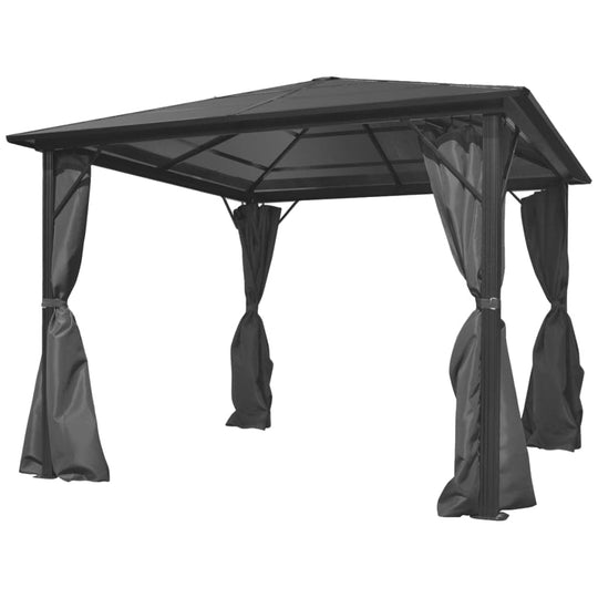 Quality, Strong Gazebo with solid roof & Curtains 300x300cm Anthracite colour, Aluminium