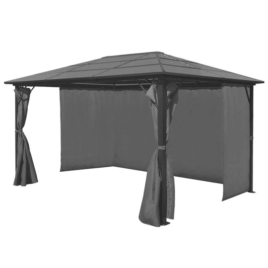Quality, Strong Gazebo with solid roof & Curtains 400x300cm Anthracite colour, Aluminium