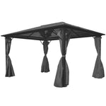 Quality, Strong Gazebo with solid roof & Curtains 400x300cm Anthracite colour, Aluminium