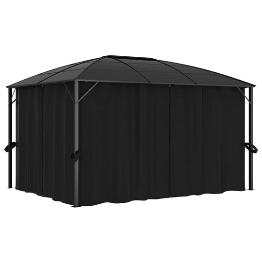 Quality, Strong Gazebo with solid roof & Curtains 400x300cm Anthracite colour, Aluminium