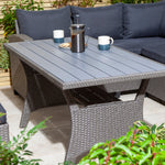 Rattan Corner Sofa with Table and 2 Stools in Grey Rattan