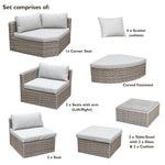 Rattan Multi-Function Corner Sofa Set in Grey Rattan