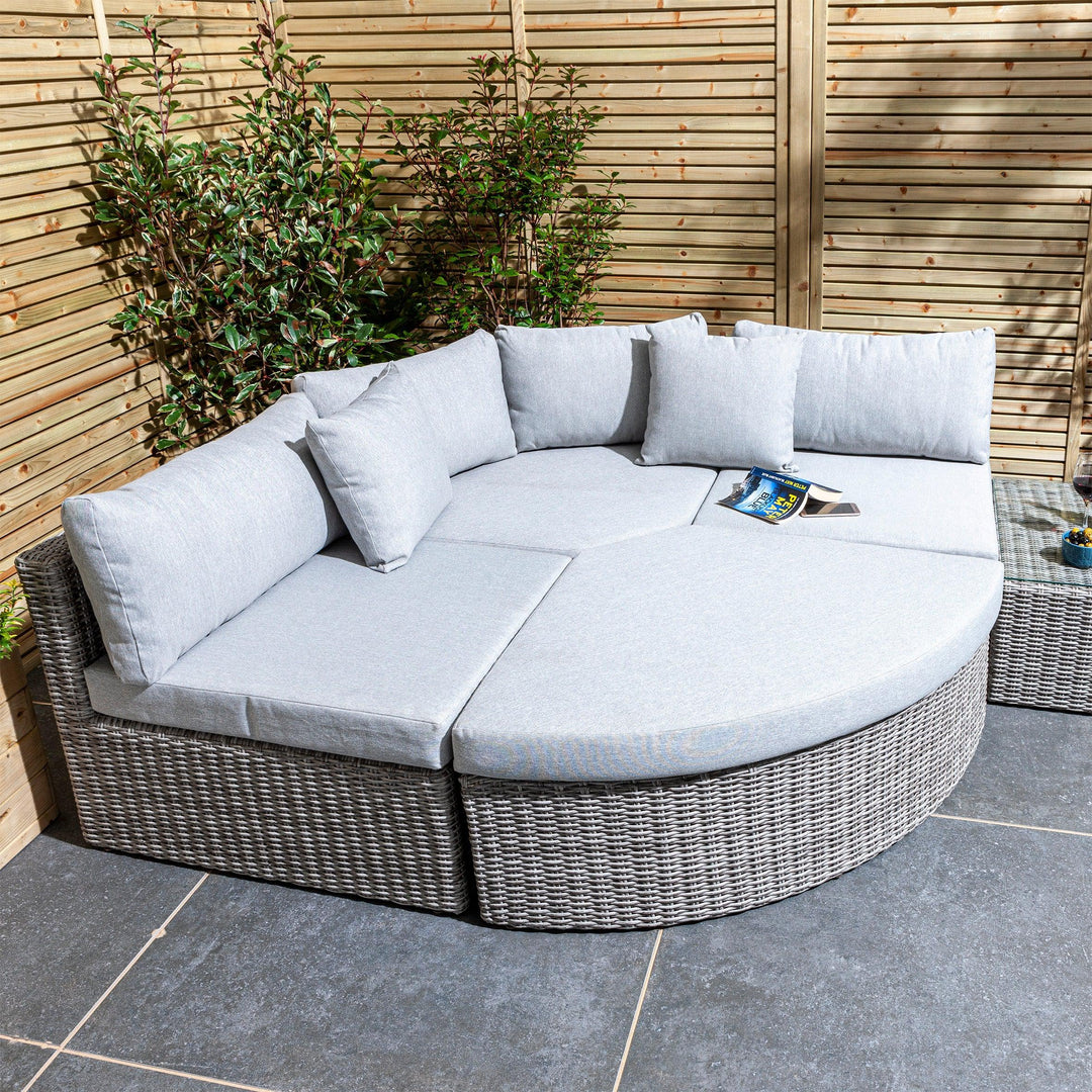 Rattan Multi-Function Corner Sofa Set in Grey Rattan