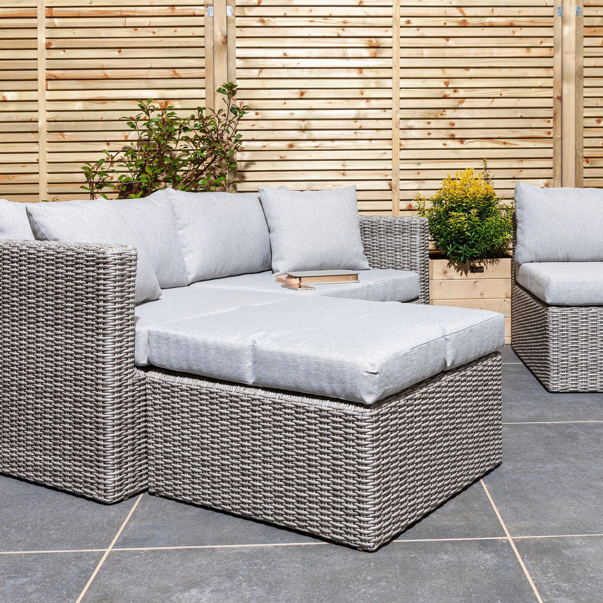 Rattan Multi-Function Corner Sofa Set in Grey Rattan