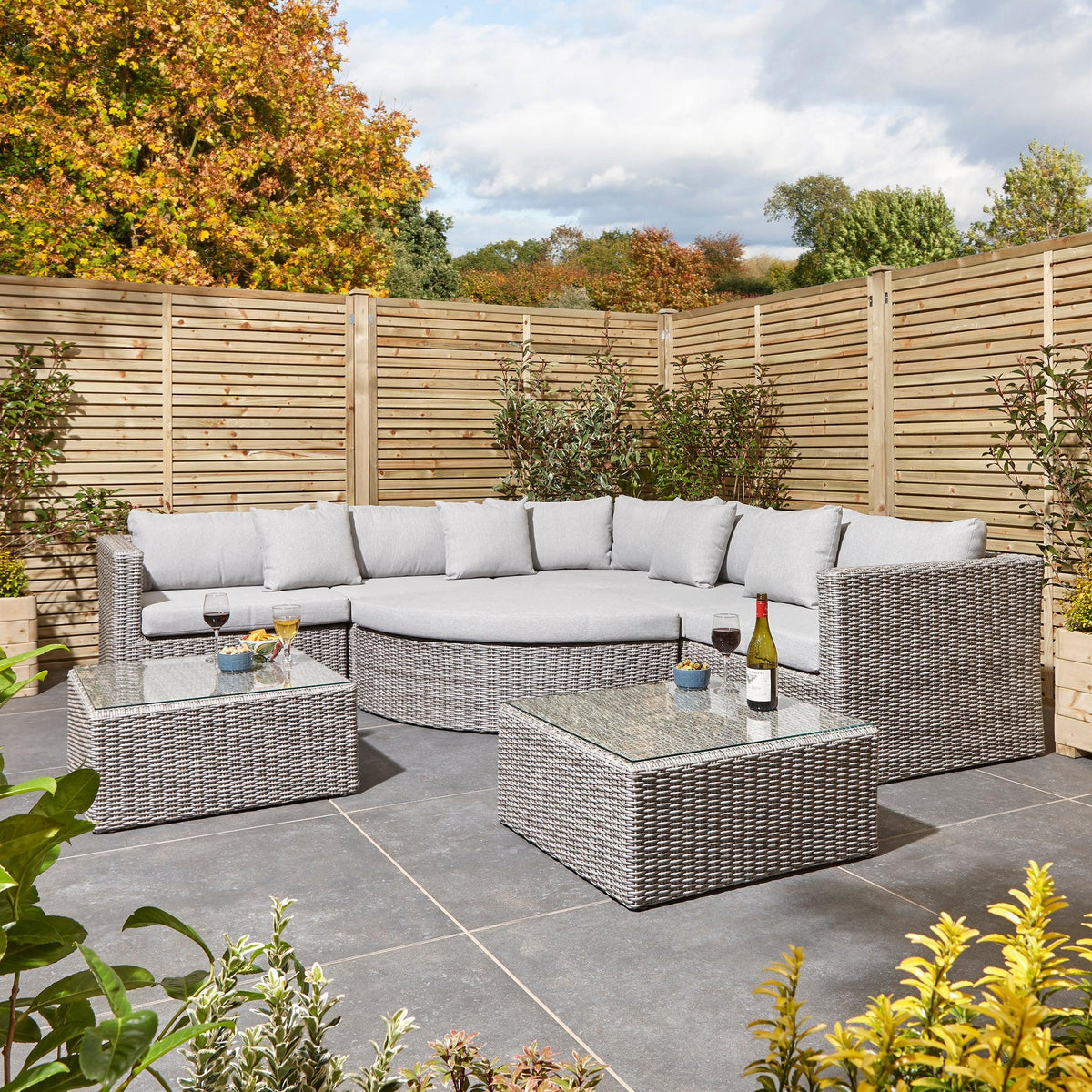 Rattan Multi-Function Corner Sofa Set in Grey Rattan