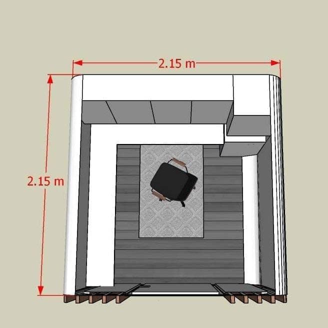 Stand-Alone, Solar Garden Office Pod, complete with desk and storage