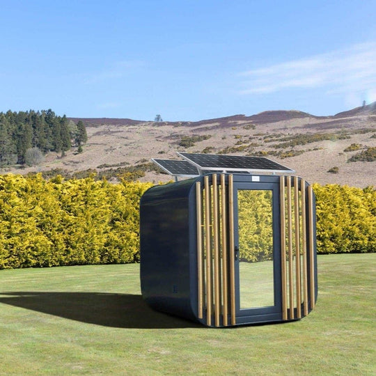 Stand-Alone, Solar Garden Office Pod, complete with desk and storage